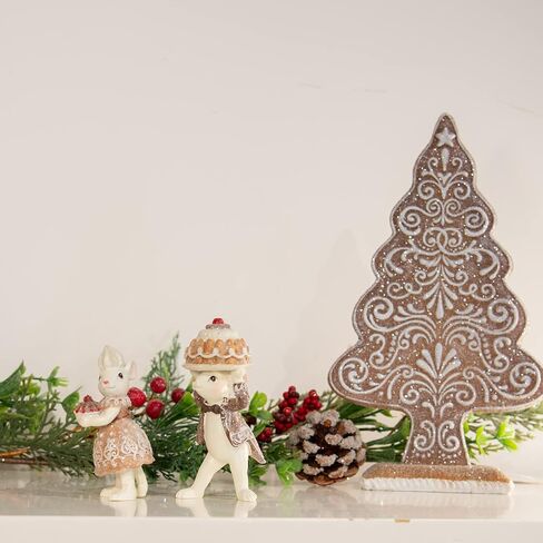 Braxio Gingerbread Christmas Mouse Collectible Figurine - Christmas Tabletop Decorations Set of 2 Christmas Figurine in Saudi Arabia
