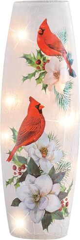 Collections Etc Winter Floral Cardinal LED Lighted Hurricane Lamp in Saudi Arabia