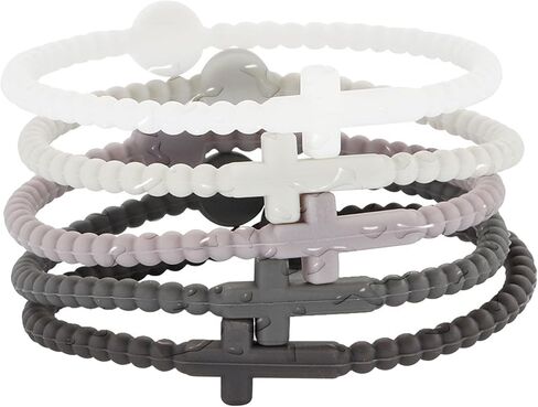 5pcs Jesus Bracelets Silicone Cross Bracelet for Women, Colorful Rubber Christian Bracelets Religious Gifts fo Women Kids Men in Saudi Arabia