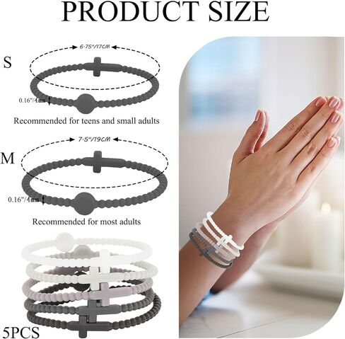 5pcs Jesus Bracelets Silicone Cross Bracelet for Women, Colorful Rubber Christian Bracelets Religious Gifts fo Women Kids Men in Saudi Arabia