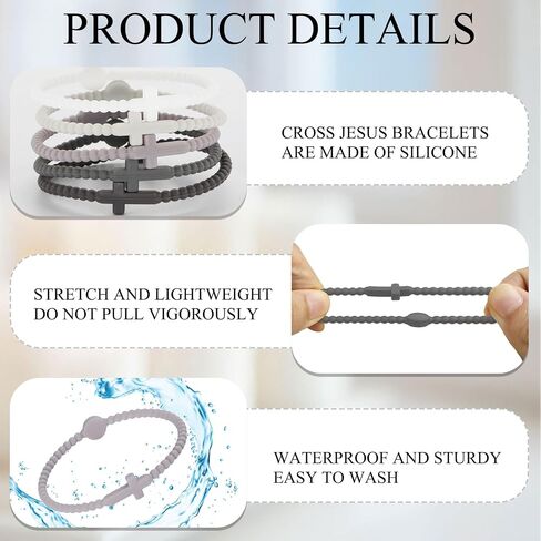 5pcs Jesus Bracelets Silicone Cross Bracelet for Women, Colorful Rubber Christian Bracelets Religious Gifts fo Women Kids Men in Saudi Arabia