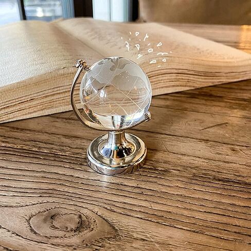 LIFKOME 2Pcs Mini Round Crystal Earth Globe, Crystal Ball Glass Sphere Display Globe 3D Crystal Sphere with Stand World Globe Model Designed Desktop Ornament (2.36X1.38X1.38inch in Saudi Arabia