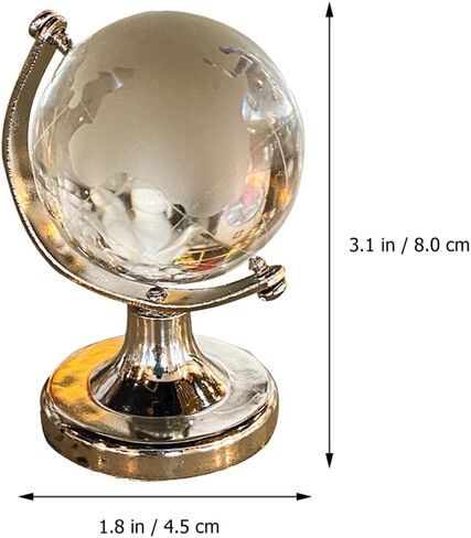 LIFKOME 2Pcs Mini Round Crystal Earth Globe, Crystal Ball Glass Sphere Display Globe 3D Crystal Sphere with Stand World Globe Model Designed Desktop Ornament (2.36X1.38X1.38inch in Saudi Arabia