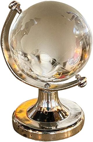 LIFKOME 2Pcs Mini Round Crystal Earth Globe, Crystal Ball Glass Sphere Display Globe 3D Crystal Sphere with Stand World Globe Model Designed Desktop Ornament (2.36X1.38X1.38inch in Saudi Arabia