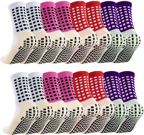 8 Pack Men's Soccer Socks Anti Slip Non-Slip Grip Pads for Football Basketball Sports Grip Soccer Socks in Kuwait