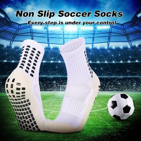 8 Pack Men's Soccer Socks Anti Slip Non-Slip Grip Pads for Football Basketball Sports Grip Soccer Socks in Kuwait