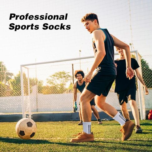 8 Pack Men's Soccer Socks Anti Slip Non-Slip Grip Pads for Football Basketball Sports Grip Soccer Socks in Kuwait
