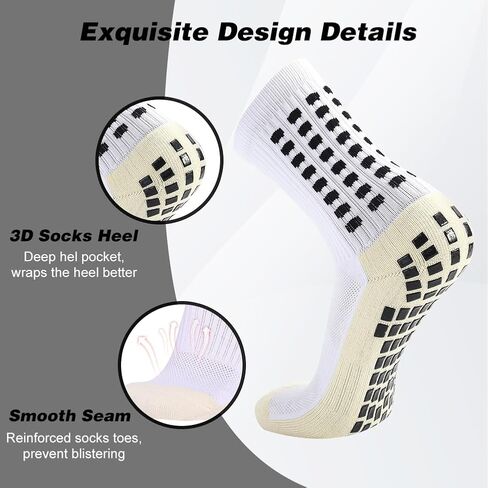 8 Pack Men's Soccer Socks Anti Slip Non-Slip Grip Pads for Football Basketball Sports Grip Soccer Socks in Kuwait