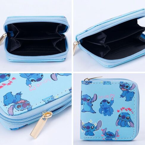 محفظة من جلد البولي يوريثان كارتونية مع حبل سلسلة مفاتيح Ohana ومحفظة عملات معدنية وحامل بطاقة الائتمان للنساء والفتيات (WA SDZ B 2404) in Kuwait