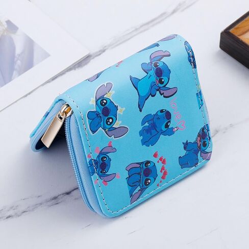 محفظة من جلد البولي يوريثان كارتونية مع حبل سلسلة مفاتيح Ohana ومحفظة عملات معدنية وحامل بطاقة الائتمان للنساء والفتيات (WA SDZ B 2404) in Kuwait