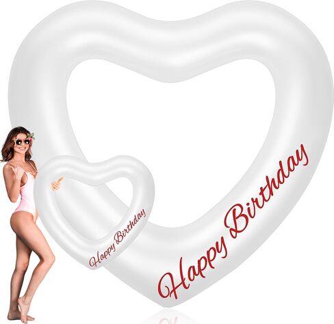 47.3 x 39.4 Inch Birthday Heart Pool Float Heart Shaped Inflatable Pool Floatie Swim Tube Rings Floating Pool Decorations for Summer Teens Adults Water Beach Swimming Party in Saudi Arabia