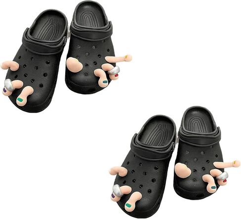 Funny Toe Shoe Charms Set,3D Fake Toe Clog Shoes Charms,Cute Clog Sandals Decoration Charms,DIY Unique Shoe Decoration Charms for Halloween, Carnival (2set White) in Saudi Arabia