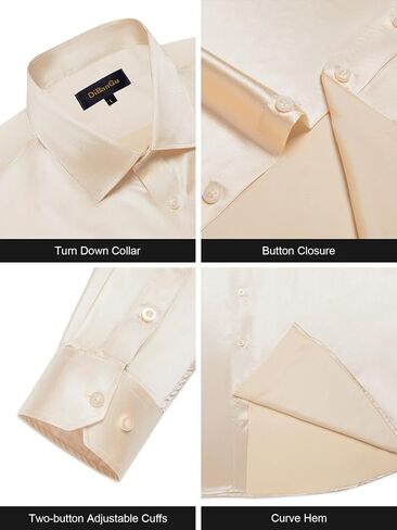 DiBanGu Mens Long Sleeve Button Down Shirt,Satin Shiny Dress Shirt for Men Solid Regular Fit Shirts with Pocket Wedding Party in Kuwait