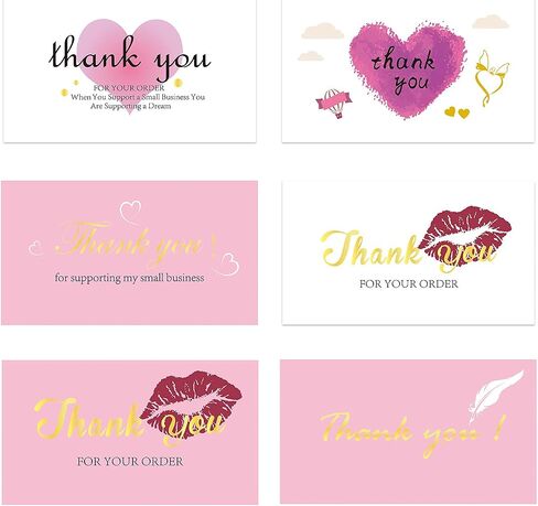 252 Thank You for Supporting My Small Business Cards, 6 Elegant Gold Foil Design Thank You for Your Order Appreciation Cards for Small Business Boutique Supplies, 3.5 x 2" Business Card Size（Black） in Saudi Arabia