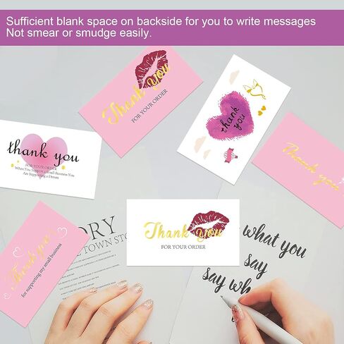 252 Thank You for Supporting My Small Business Cards, 6 Elegant Gold Foil Design Thank You for Your Order Appreciation Cards for Small Business Boutique Supplies, 3.5 x 2" Business Card Size（Black） in Saudi Arabia
