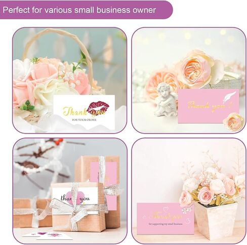 252 Thank You for Supporting My Small Business Cards, 6 Elegant Gold Foil Design Thank You for Your Order Appreciation Cards for Small Business Boutique Supplies, 3.5 x 2" Business Card Size（Black） in Saudi Arabia