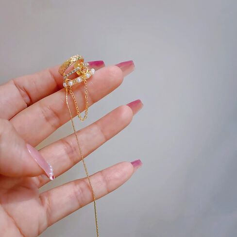 Ear Cuffs Non Piercing Gold Ear Cuff Earrings for Women Hoop Chain Earrings Dangle Hypoallergenic Clip on Earrings Adjustable Cartilage Earrings Gifts in Saudi Arabia