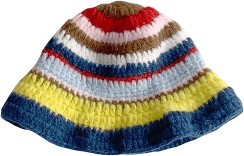 GORGLITTER Women's Crochet Hats Striped Colorblock Knitted Bucket Hat Beanies Cap in Saudi Arabia