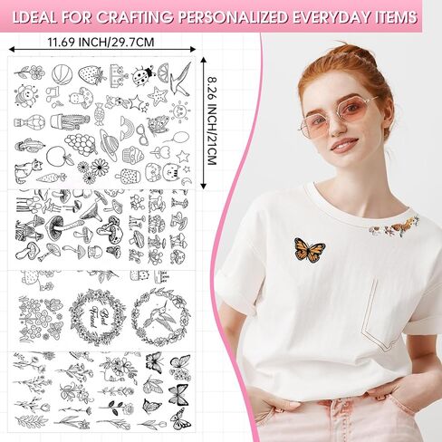 86 قطعة من أنماط التطريز اليدوي، أنماط التطريز القابلة للذوبان في الماء مع الزهرة والعشب والفراشة وقوس قزح والفطر والفراشة والجرو والقطط in Kuwait