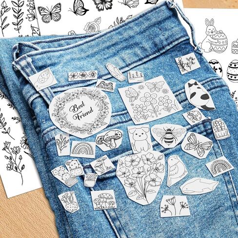 86 قطعة من أنماط التطريز اليدوي، أنماط التطريز القابلة للذوبان في الماء مع الزهرة والعشب والفراشة وقوس قزح والفطر والفراشة والجرو والقطط in Kuwait