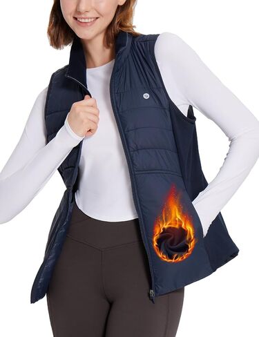 BALEAF Women's Outwear Puffer Vest Warm Lightweight Water Resistant with Zip Pocket Sleeveless for Winter Hiking Running in Saudi Arabia