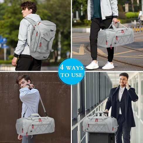 Travel Duffle Bag Men with Shoes Compartment Sports Gym Workout Bag with Wet Pocket 40L Medium 2 In 1 Duffel Backpack for Women Weekender Overnight Bag for Airplane, Black in Saudi Arabia