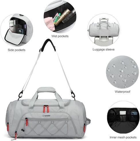 Travel Duffle Bag Men with Shoes Compartment Sports Gym Workout Bag with Wet Pocket 40L Medium 2 In 1 Duffel Backpack for Women Weekender Overnight Bag for Airplane, Black in Saudi Arabia