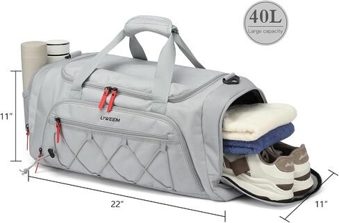 Travel Duffle Bag Men with Shoes Compartment Sports Gym Workout Bag with Wet Pocket 40L Medium 2 In 1 Duffel Backpack for Women Weekender Overnight Bag for Airplane, Black in Saudi Arabia