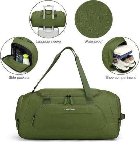 Travel Duffle Bag Men with Shoes Compartment Sports Gym Workout Bag with Wet Pocket 40L Medium 2 In 1 Duffel Backpack for Women Weekender Overnight Bag for Airplane, Black in Kuwait