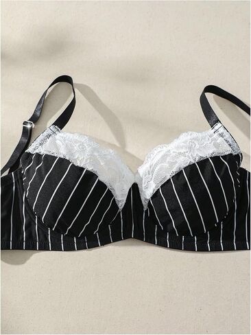 MakeMeChic Women's Plus Size 6 Piece Lingerie Sets Striped Floral Lace Bra Thongs and Skirt Set in Saudi Arabia