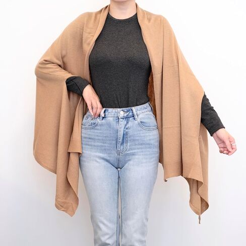 HILLSHADE Womens Wool Blended soft Knit Versatile Shawl Wrap Scarf Poncho in Saudi Arabia