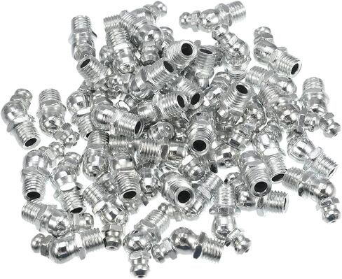 X AUTOHAUX 50 Pcs M8x1.25 Grease Nipple Fitting Bend 45 Degree Angle Galvanized Steel Grease Zerk Fitting Adapter for Car Truck Automotive Mechanical Lubrication in Saudi Arabia