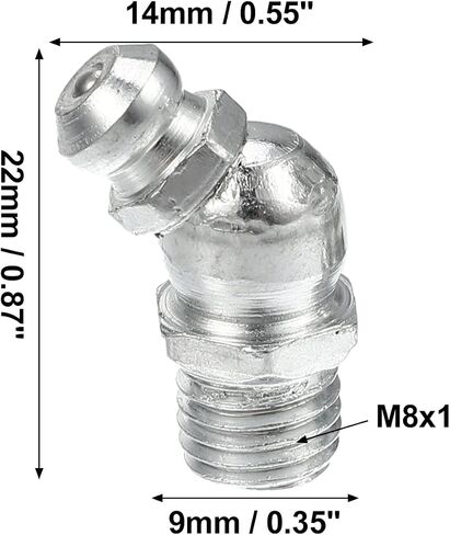 X AUTOHAUX 50 Pcs M8x1.25 Grease Nipple Fitting Bend 45 Degree Angle Galvanized Steel Grease Zerk Fitting Adapter for Car Truck Automotive Mechanical Lubrication in Saudi Arabia