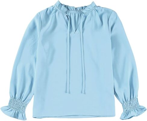 blibean Girls Long Sleeve Chiffon Blouses V Neck Smocked Cuffs Shirts Tops 6-15 Years in Saudi Arabia