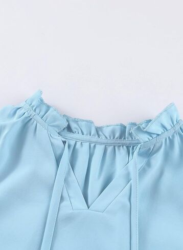 blibean Girls Long Sleeve Chiffon Blouses V Neck Smocked Cuffs Shirts Tops 6-15 Years in Saudi Arabia