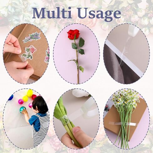 Clear Floral Tape 2 Roll 1/4" Wide Florist Tape Clear Waterproof Florist Tape Floral Arrangement Supplies for Creating Grid Bouquets Binding Fresh Flower DIY Crafts Decorations in Saudi Arabia
