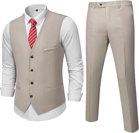 YND Men's 2-Piece Suit, Vest Pants Set for Men, Classic Waistcoat with Tie for Business, Wedding, Prom, Homecoming in Saudi Arabia