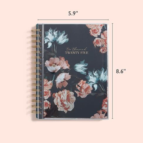 Blue Sky Life Note It 2025 Weekly and Monthly Planner Notes, 5.875" x 8.625", Clear Pocket Cover, Laminated Tabs, Wirebound, Storage Pocket, Dania Dark (Dania Dark- 2025, 5.875" x 8.625") in Saudi Arabia