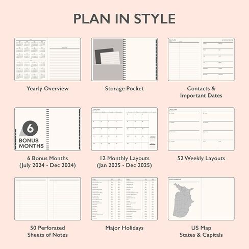 Blue Sky Life Note It 2025 Weekly and Monthly Planner Notes, 5.875" x 8.625", Clear Pocket Cover, Laminated Tabs, Wirebound, Storage Pocket, Dania Dark (Dania Dark- 2025, 5.875" x 8.625") in Saudi Arabia