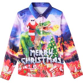 Goodstoworld Boys Halloween Christmas Shirt Kids Long Sleeve Button Up Shirts Size 5-12