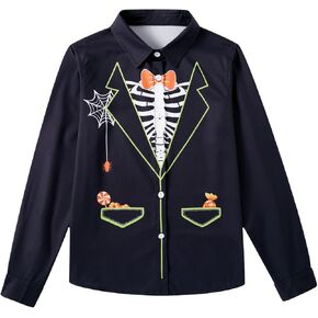 Goodstoworld Boys Halloween Christmas Shirt Kids Long Sleeve Button Up Shirts Size 5-12