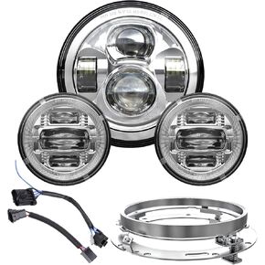Z-OFFROAD New 7 Inch Motorcycle LED Headlight 4.5" Fog Passing Lights, DOT Kit Compatible with Harley Davidson Road King Electra Glide Ultra Classic Heritage Softail Fat Boy Street Glide, Black