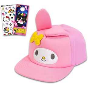 Sanrio My Melody Baseball Hat for Kids - Hello Kitty My Melody Hat with Ears Bundle Includes My Melody 3-D Baseball Cap, Stickers, Door Hanger | My Melody Merchandise, Gifts for Girls