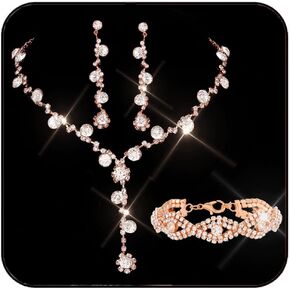 Sixexey Rhinestone Jewelry Set Sparkly Prom Jewelry Necklace Wedding Necklace Jewelry Accessories for Women