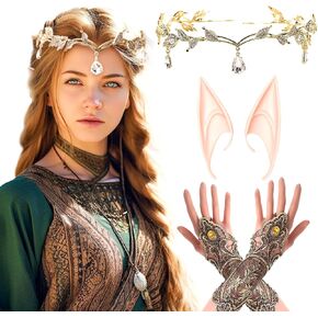JeVenis Renaissance Elf Ears Crown Circlet Fantasy Party Headpiece