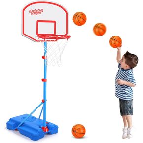 AOKESI Kids Basketball Hoop Stand Adjustable Height Basketball Set 3.5ft-5.5ft,Portable Basketball Goals Indoor Outdoor Play, Toddler Boys Girls Basketball Outside Toys for Kids Age 3 4 5 6 7