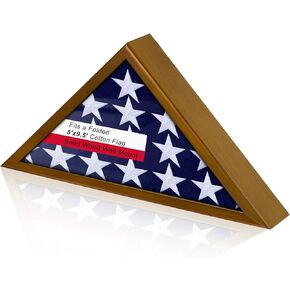 Gyazii Flag Display Case for Burial Flag Real Glass Front, Solid Wood Flag Holder for 5'x9.5' Flag with Wall Mount, Mahogany Military Shadow Box Frame for Veterans