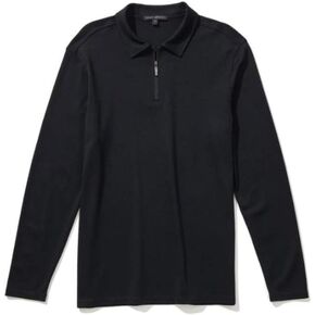 Robert Barakett Men's Long Sleeve USA Grown 100% Pima Cotton Zip Up Placket Polo Shirt