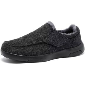 OrthoComfoot Men's Orthopedic Slippers Walking Shoes with Arch Support: Slip On Loafers for Plantar Fasciitis, Casual Flat Feet Hook and Loop Mule Clogs for Foot and Heel Pain Relief