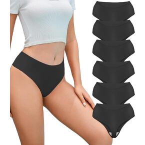 Seamless High Waisted Thongs for Women No Show Thong Underwear Panties Stretchy Comfort Pack
